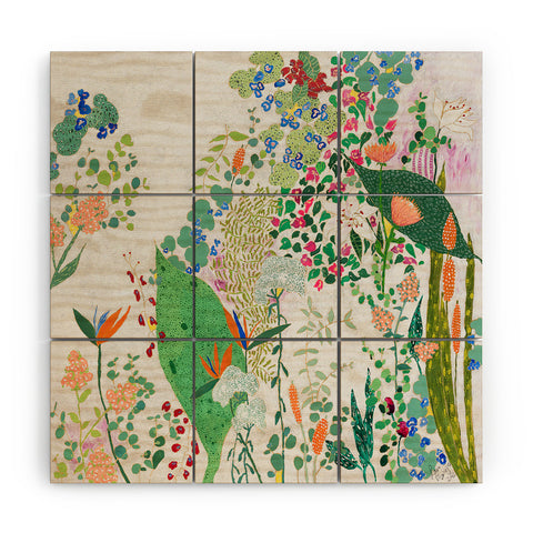 Lara Lee Meintjes Painterly Floral Jungle Wood Wall Mural