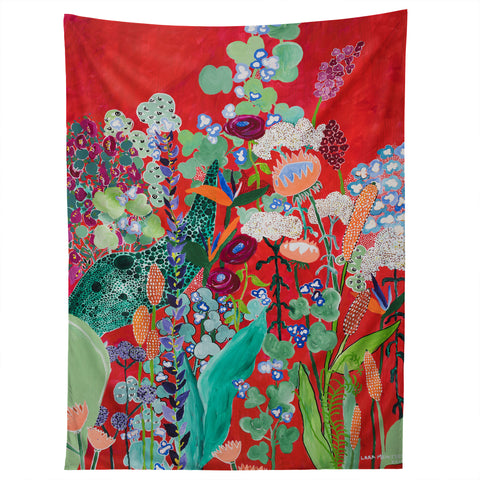 Lara Lee Meintjes Red Floral Jungle Tapestry