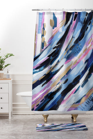 Laura Fedorowicz Denim Abstract Shower Curtain And Mat