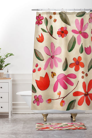Laura Fedorowicz Fall Floral Painted Shower Curtain And Mat
