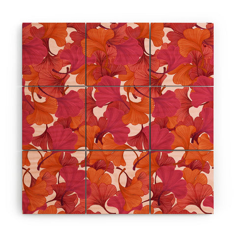 Laura Graves Autumn ginkgo leaves Wood Wall Mural