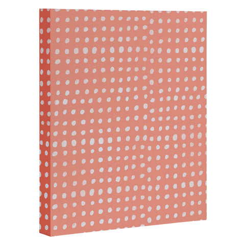 Leah Flores Peach Scribble Dots Art Canvas