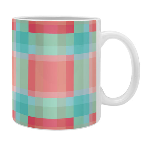 Lisa Argyropoulos Coral Mint Geo Plaid Coffee Mug