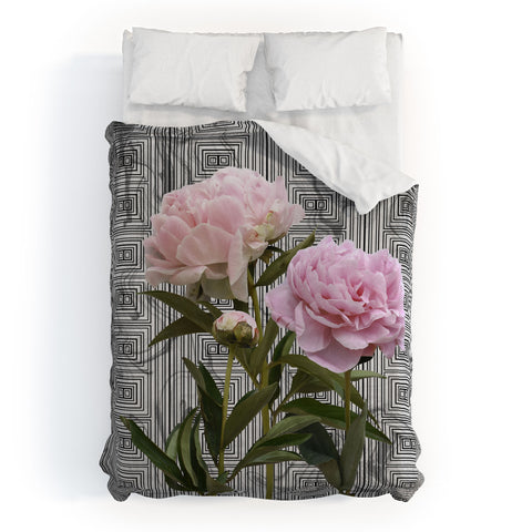 Lisa Argyropoulos Modern Grecco Peonies Duvet Cover