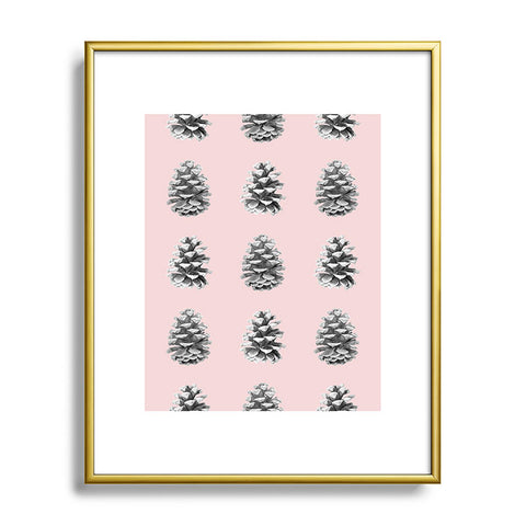 Lisa Argyropoulos Monochrome Pine Cones Blushed Kiss Metal Framed Art Print
