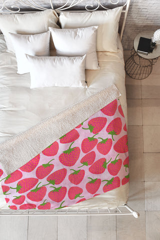 Lisa Argyropoulos Strawberry Sweet In Pink Fleece Throw Blanket