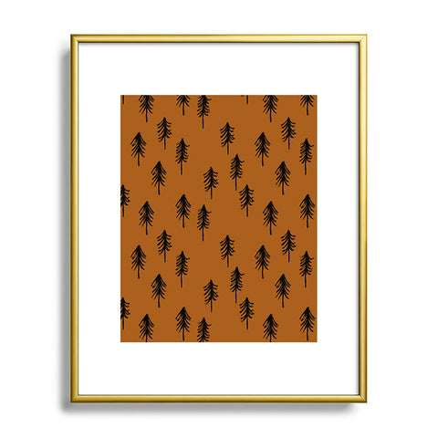 Little Arrow Design Co black trees on dark maple Metal Framed Art Print