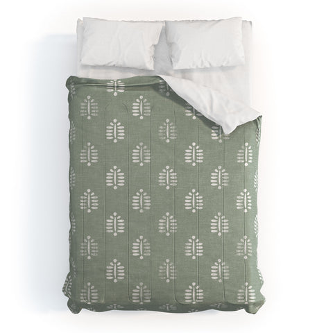 Little Arrow Design Co block print ferns sage Comforter