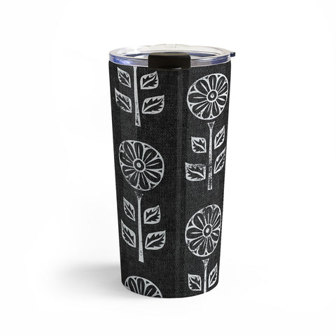 Little Arrow Design Co block print floral charcoal Travel Mug