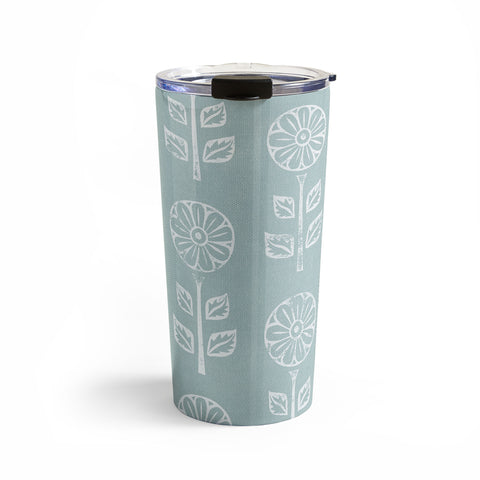 Little Arrow Design Co block print floral dusty blue Travel Mug