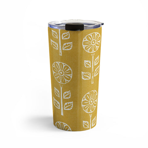 Little Arrow Design Co block print floral mustard Travel Mug