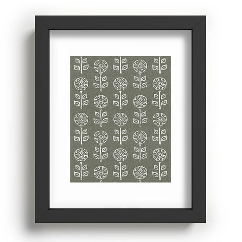 Little Arrow Design Co block print floral olive green Recessed Framing Rectangle