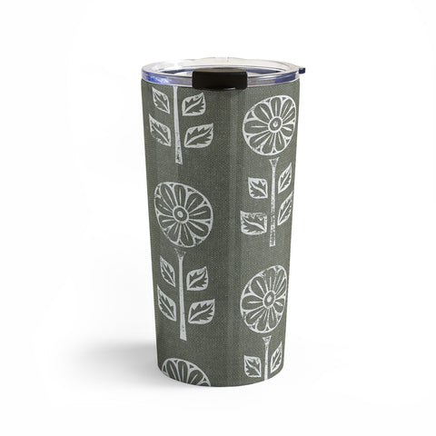 Little Arrow Design Co block print floral olive green Travel Mug