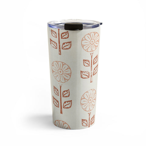 Little Arrow Design Co block print floral peach cream Travel Mug