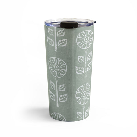 Little Arrow Design Co block print floral sage Travel Mug