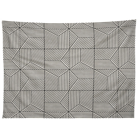 Little Arrow Design Co bohemian geometric tiles bone Tapestry