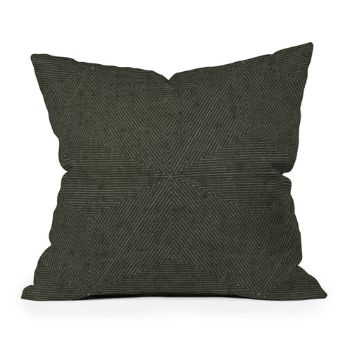 Little Arrow Design Co boho triangle stripes olive green Throw Pillow