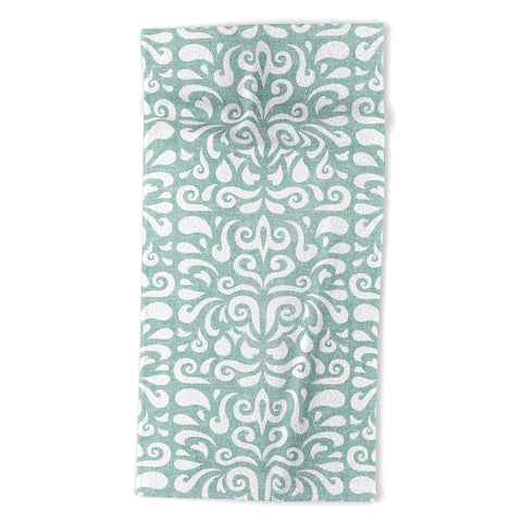 Little Arrow Design Co cadence damask teal Beach Towel