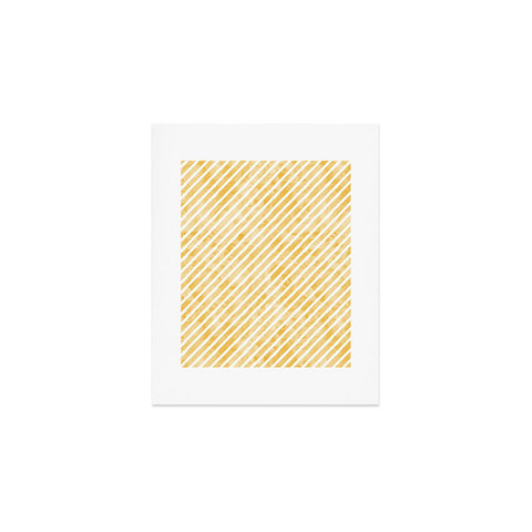 Little Arrow Design Co gold watercolor stripes diagonal Art Print