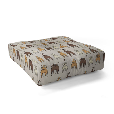 Little Arrow Design Co Happy Dogs on Beige Floor Pillow Square