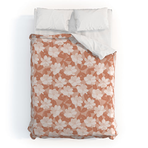 Little Arrow Design Co magnolia flower terracotta Duvet Cover