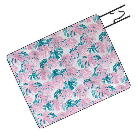 Little Arrow Design Co Monstera Deliciosa Pink Picnic Blanket