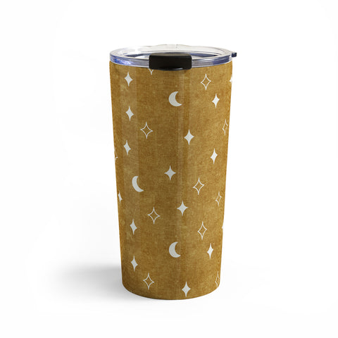 Little Arrow Design Co moon and stars mustard Travel Mug