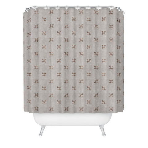 Little Arrow Design Co mud cloth cross stone rust Shower Curtain