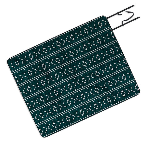 Little Arrow Design Co mud cloth stitch dark teal Picnic Blanket
