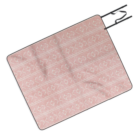 Little Arrow Design Co mud cloth stitch pink Picnic Blanket