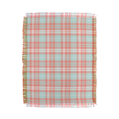 Little Arrow Design Co plaid in coral and blue Throw Blanket