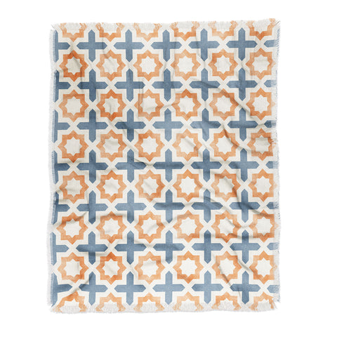 Little Arrow Design Co river stars tangerine and blue Throw Blanket