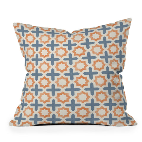 Little Arrow Design Co river stars tangerine and blue Throw Pillow