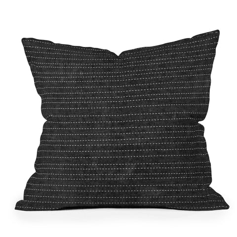 Little Arrow Design Co stitched stripes charcoal Throw Pillow