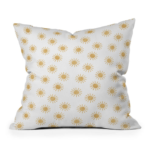Little Arrow Design Co Suns golden on white Throw Pillow