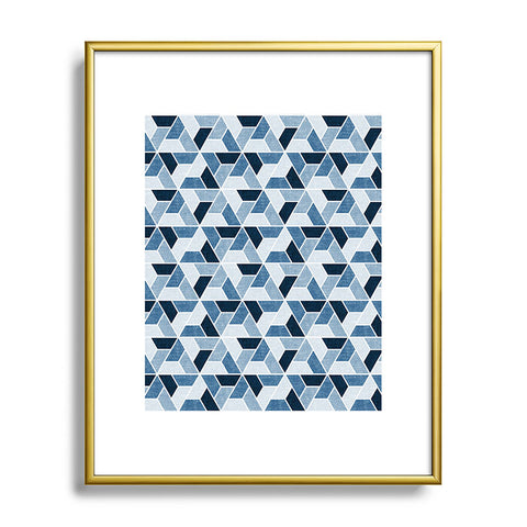 Little Arrow Design Co triangle geo blue Metal Framed Art Print