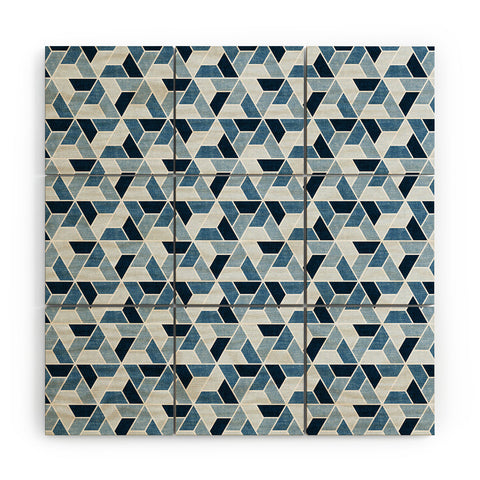 Little Arrow Design Co triangle geo blue Wood Wall Mural