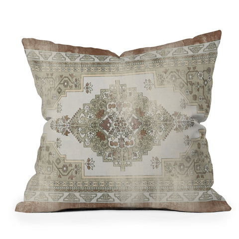 Little Arrow Design Co turkish floral sage brown Throw Pillow