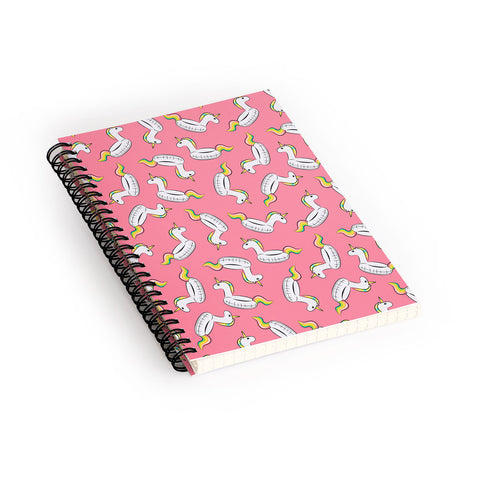 Little Arrow Design Co unicorn pool float on pink Spiral Notebook