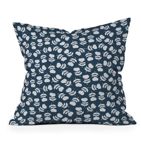 Little Arrow Design Co vintage floral dark blue Throw Pillow