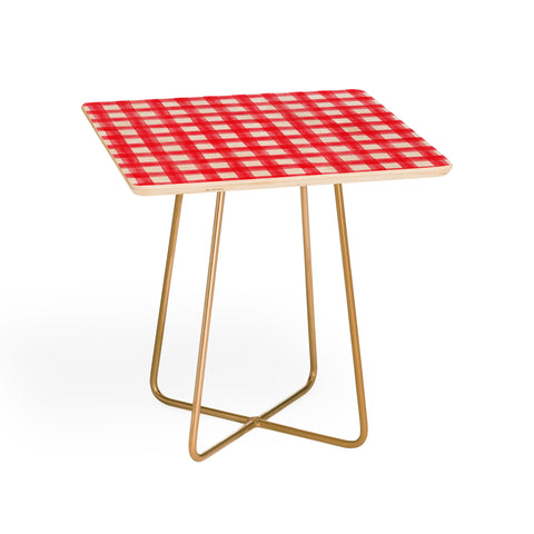 Little Arrow Design Co watercolor buffalo check in red Side Table