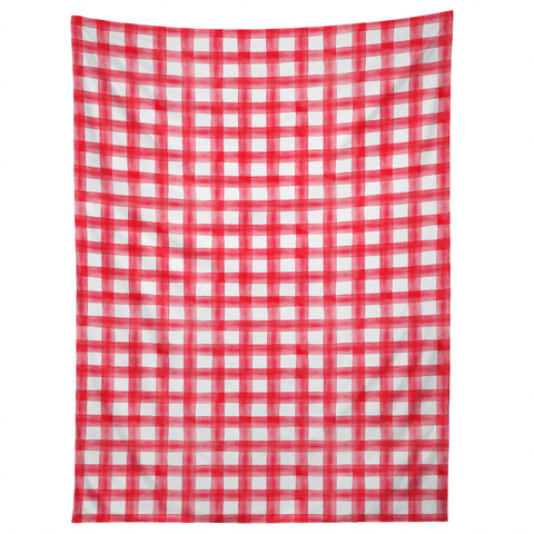 Little Arrow Design Co watercolor buffalo check in red Tapestry