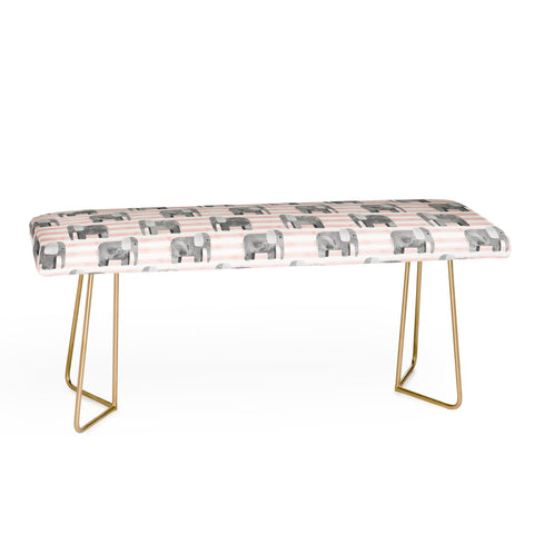 Little Arrow Design Co watercolor elephants on stripes Bench