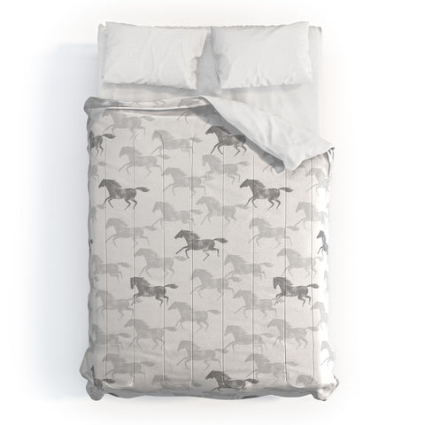 Little Arrow Design Co wild horses gray Comforter