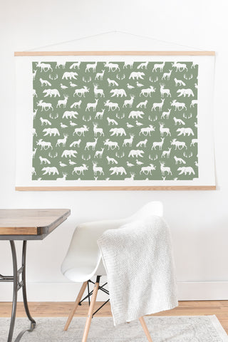 Little Arrow Design Co woodland on sage Art Print And Hanger