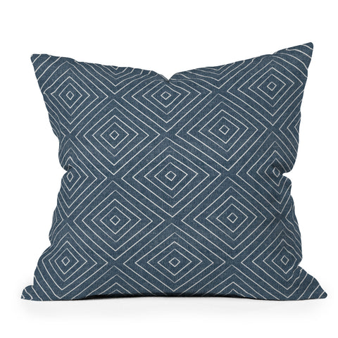 Little Arrow Design Co woven diamonds dark blue Throw Pillow