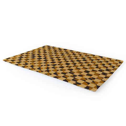 Little Dean Abstract checked in golden och Area Rug