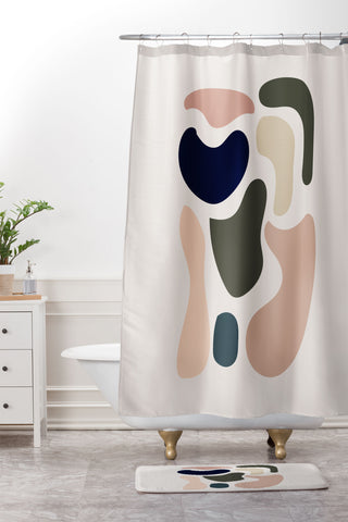 Mambo Art Studio Shape Study Neutrals Shower Curtain And Mat