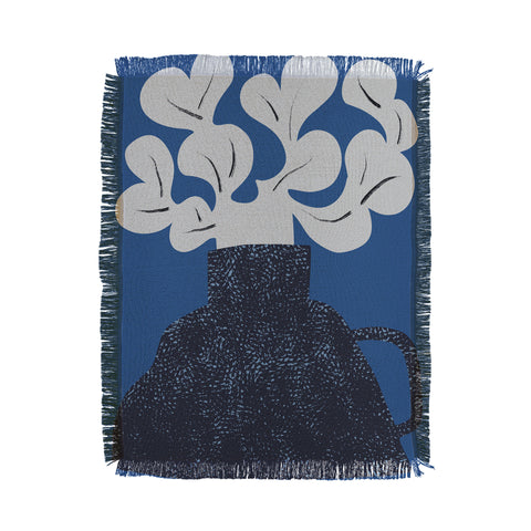 Marin Vaan Zaal Still Life with Modern Plant in Blue Throw Blanket