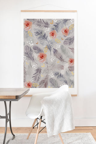 Marta Barragan Camarasa Abstract floral with feathers Art Print And Hanger